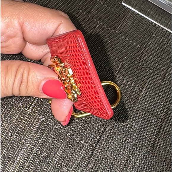 🎁Giftable!🎁 NIB MCM Red Pebbled Leather Keychain/Bag Charm - Unisex! - Picture 5 of 7